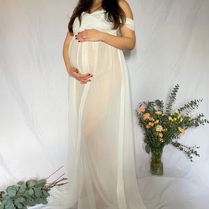 White maternity photoshoot dress size M